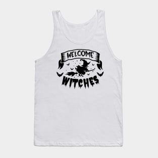 halloween welcome witches text art design Tank Top